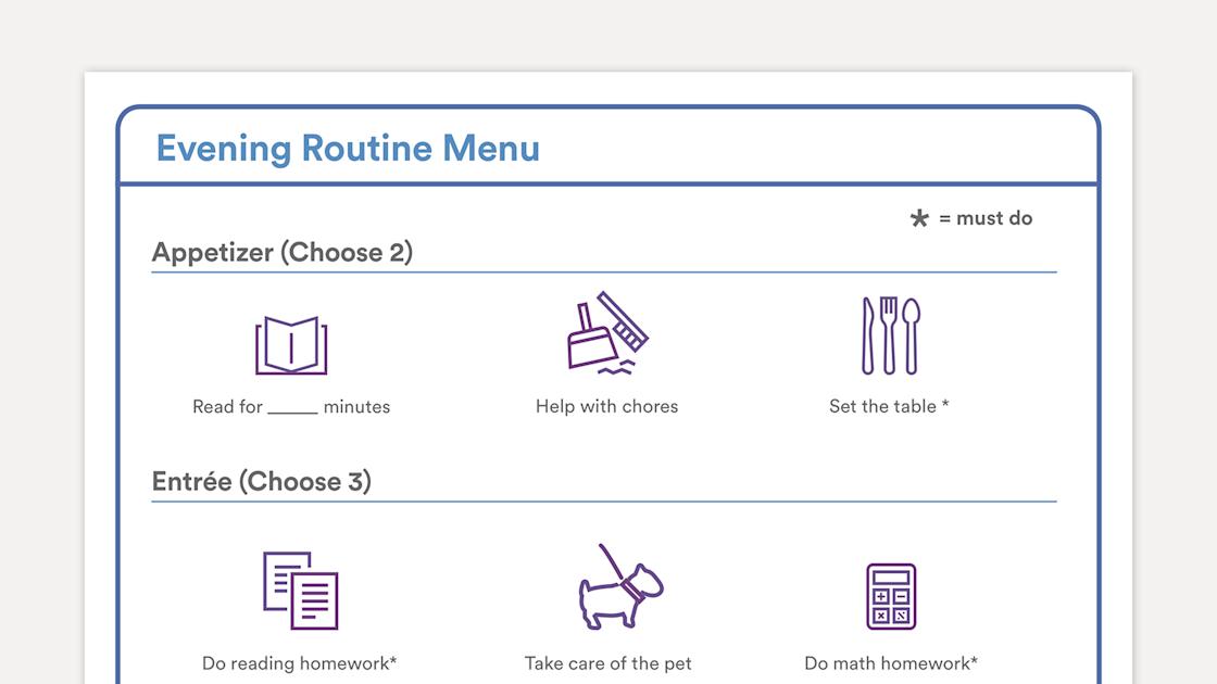 Self Learning Menu Teacher tip: Use a learning menu to motivate kids to make their own choices